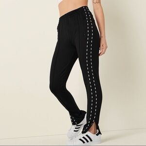 PINK Victoria's Secret Black Skinny Track Pants with Side Stripe - Medium
